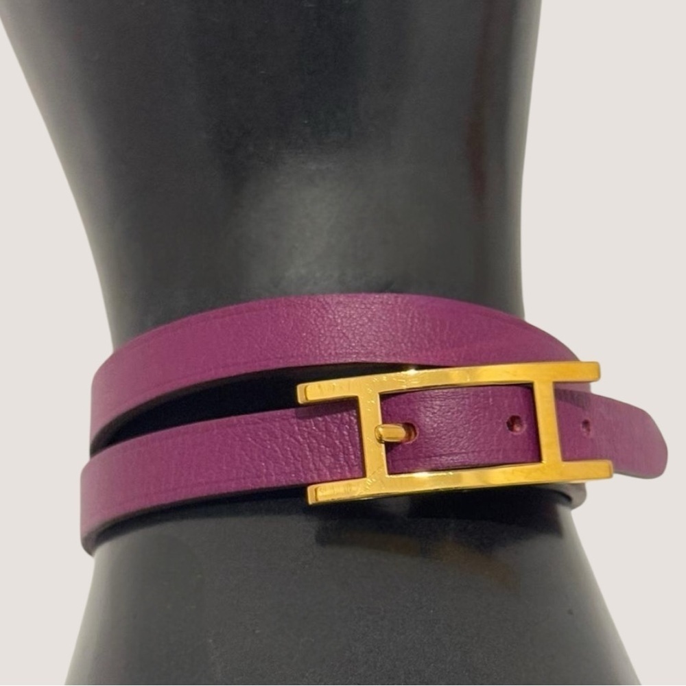 Hermes Behapi Double Tour Swift Leather Purple An… - image 8